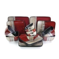 Elama Downtown Loft 16 Piece Double Bowl Stoneware Dinnerware Set with Service for 4 Elama Downtown Loft 16 Piece Double Bowl Stoneware Dinnerware Set with Service for 4